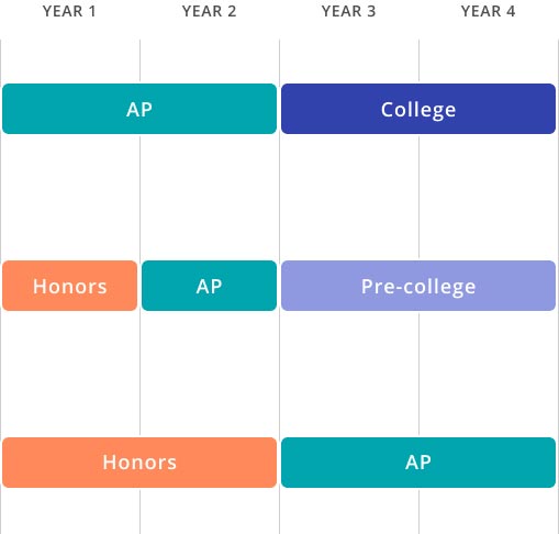 Comparison of three high school academic tracks offered by Primoris